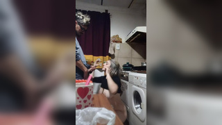 ARGENTINIAN BLONDE. My partner can't wait for the food to be ready, and eats dessert first.