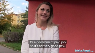 Public Agent Cute teacher Agnes White fucking in a car for extra Cash